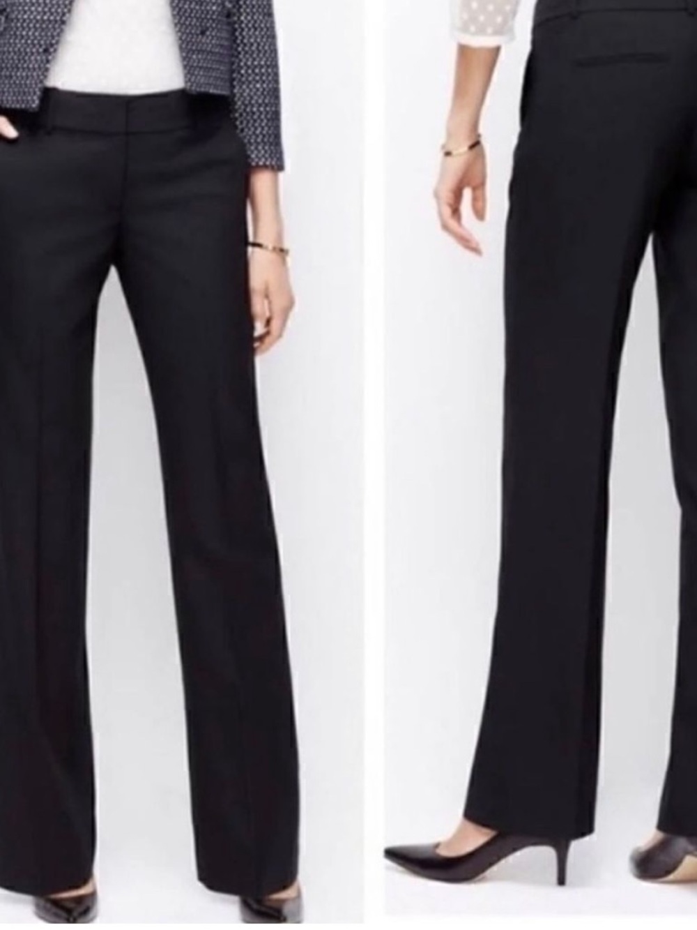 ANN TAYLOR WOOL “Ann Fit” Petite 2 Blue Trousers Pants Pockets Lined EUC